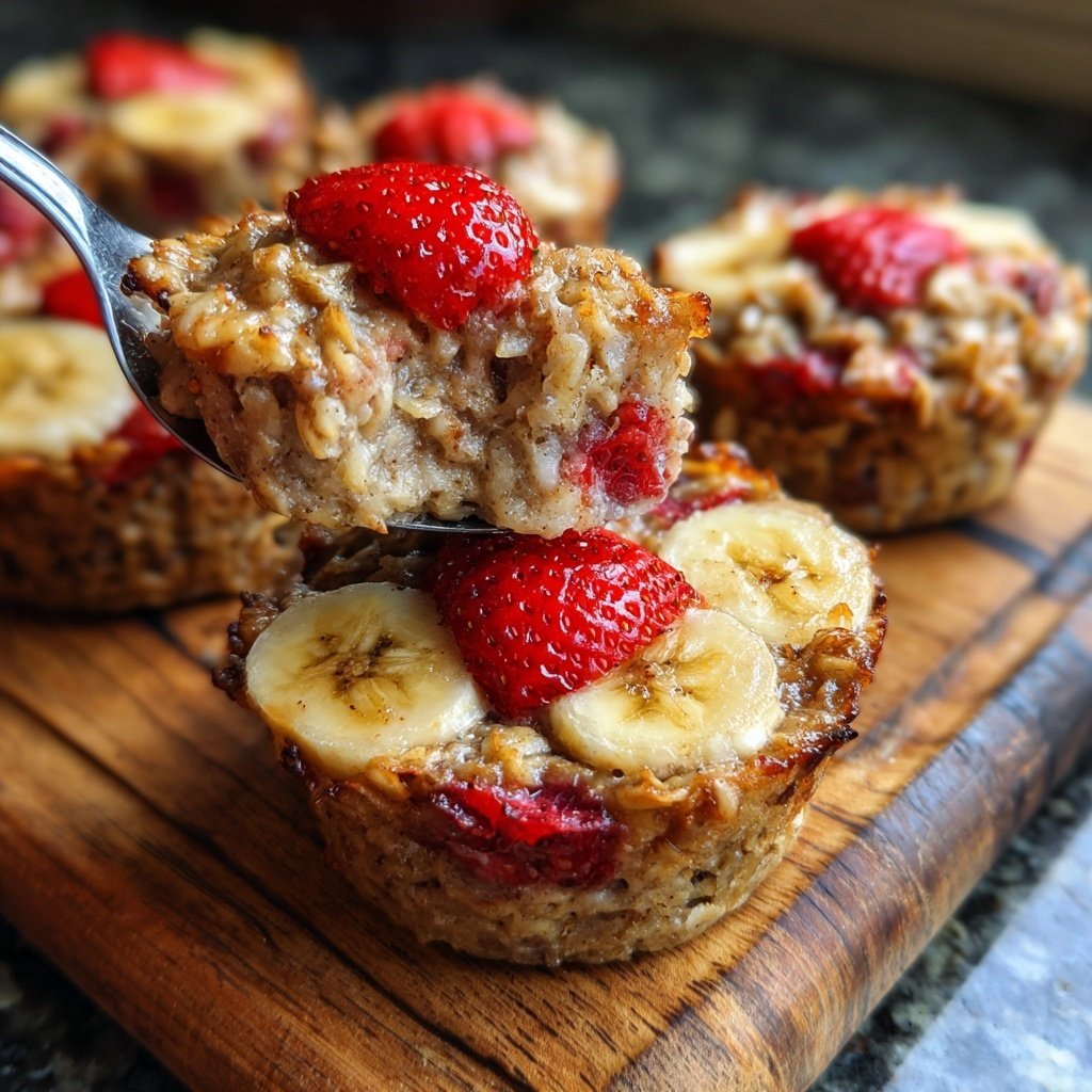 Strawberry Banana Baked Oatmeal Cups