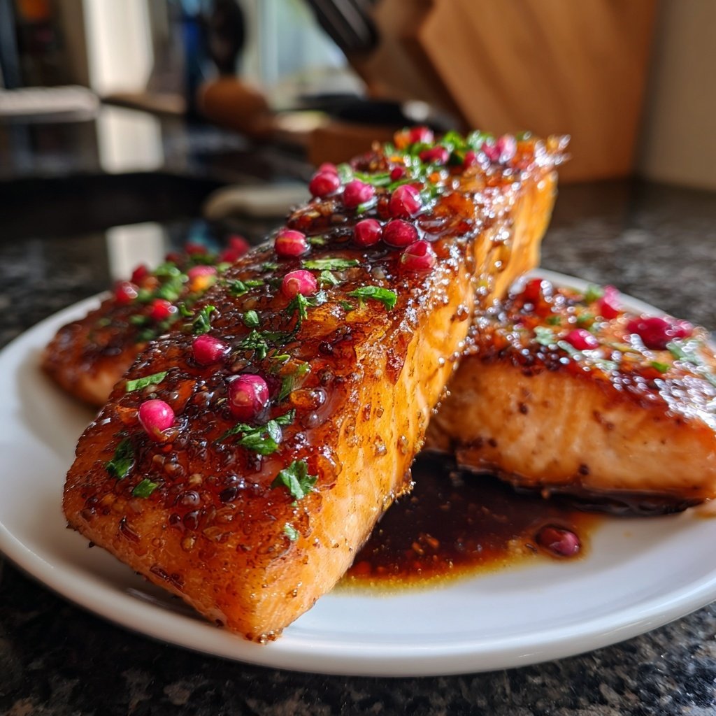 Honey Glazed Salmon with Pink Peppercorns
