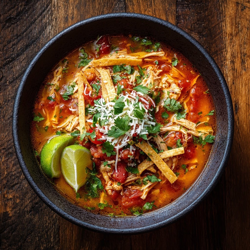 Shredded Chicken Tortilla Soup