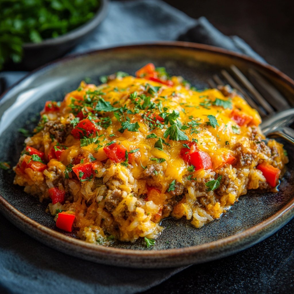 Ground Beef And Rice Casserole With Peppers