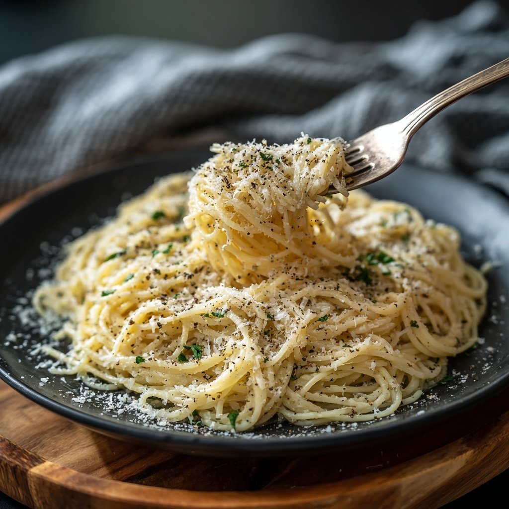 Angel Hair Pasta With Garlic Parmesan Sauce