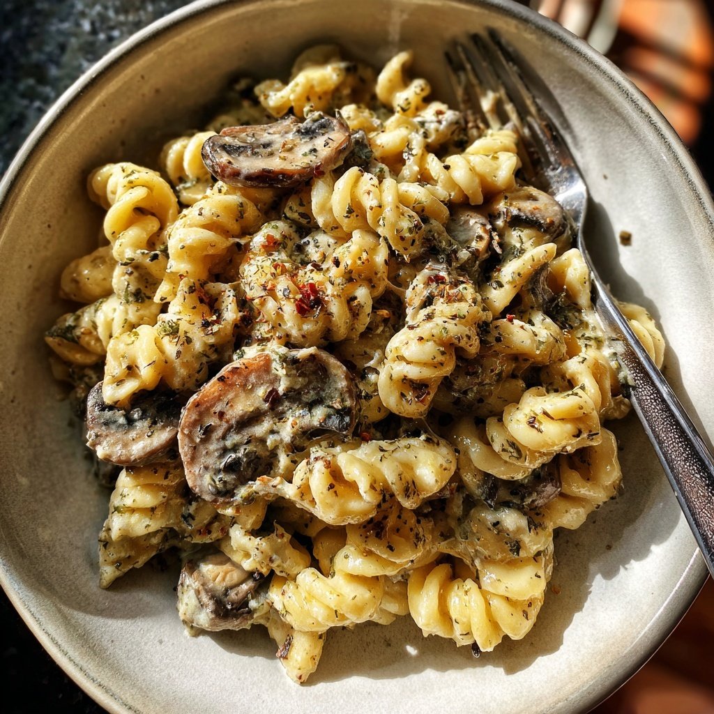 Valentine Dinner Creamy Mushroom Pasta