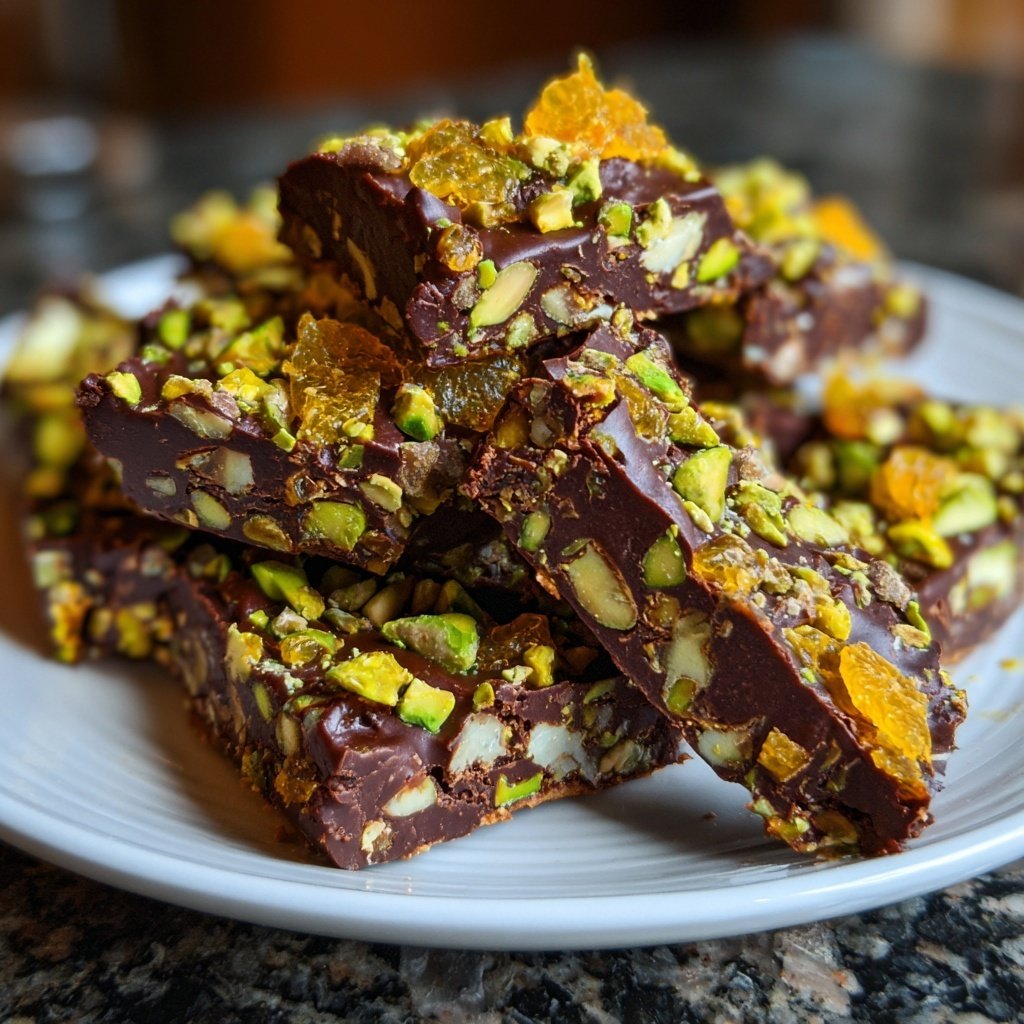 Chocolate Orange Pistachio Squares