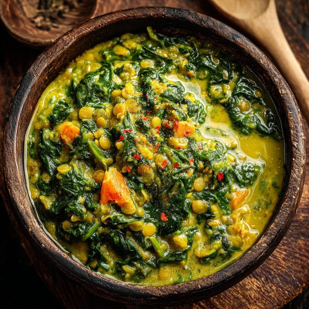 Creamy Spinach Garlic Lentils