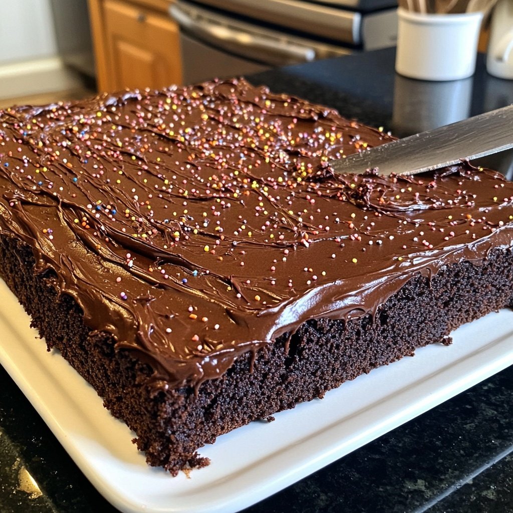Super Bowl Dessert Chocolate Sheet Cake
