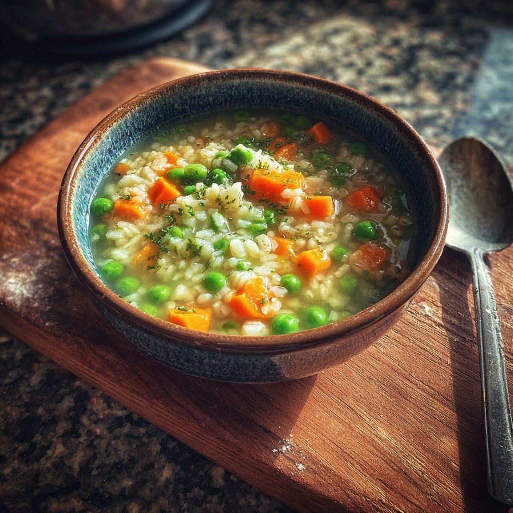Light Spring Vegetable Rice Soup
